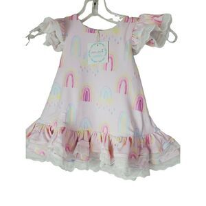 NWT Millie Mae Toddler Girl Rainbow Ruffled Dress Pink Size‎ 9-12M